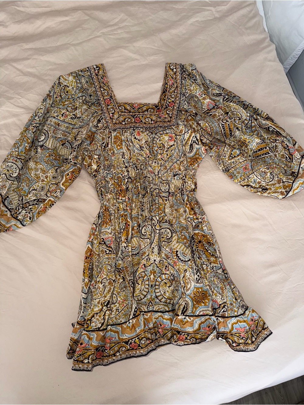 Cleobella Paisley Square-Neck Mini Dress